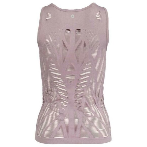 90⁰by Reflex Women's Medium Pale Lilac Sheer Textured Seamless Cut Out Tank Top - Picture 3 of 9